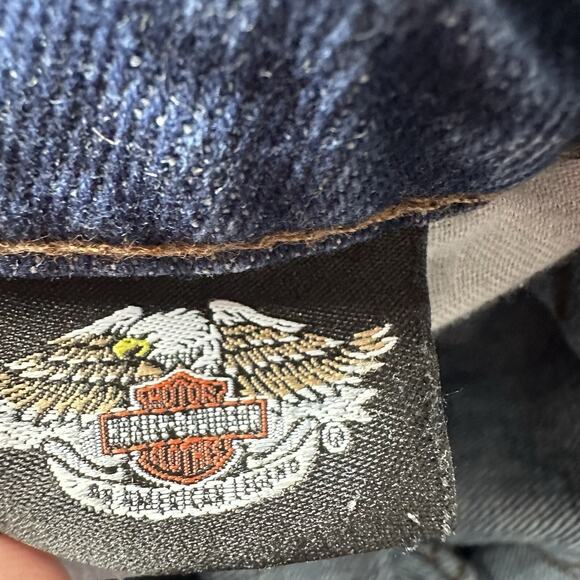 Harley Davidson Jeans Womens 12 Long Blue Boot Cut Biker Moto Grunge Denim - Picture 8 of 16